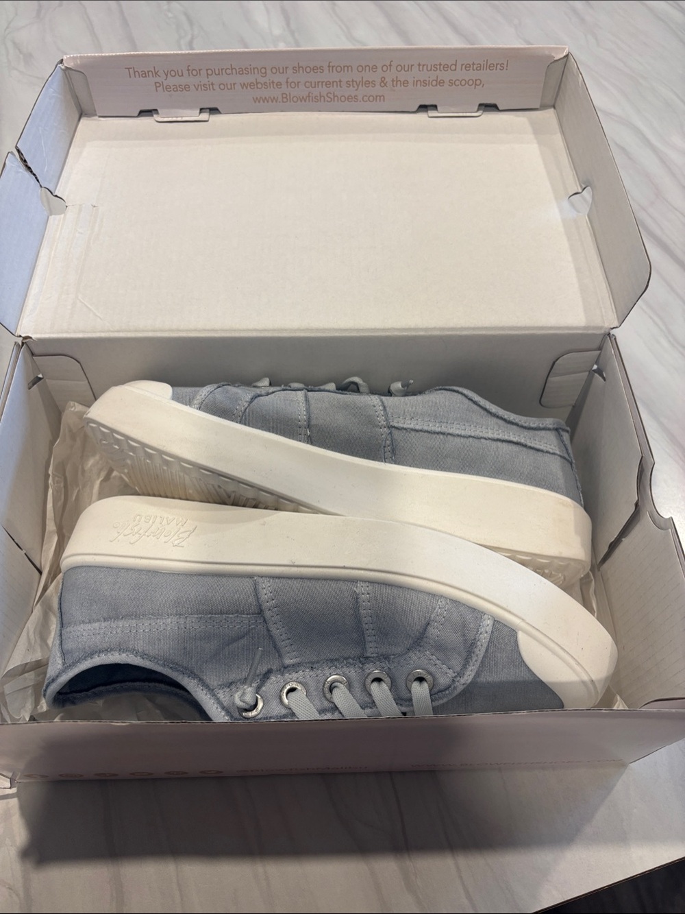 Blowfish Light Gray Low-Top Sneakers with White Platform Sole